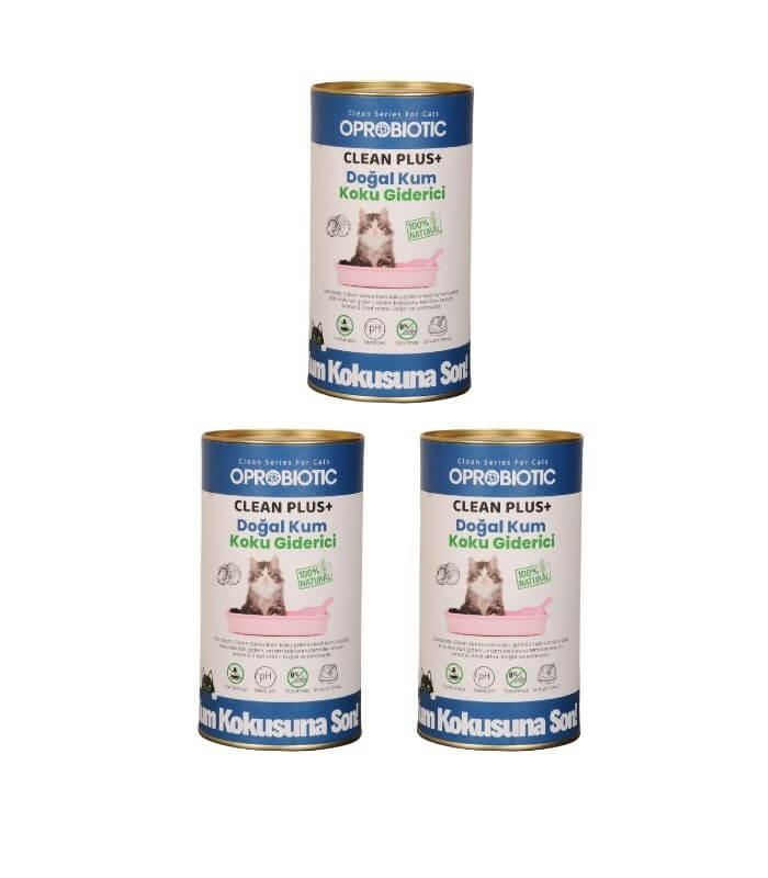 3 Adet Oprobiotic Clean Plus Doğal Kedi Kum Koku Giderici (3x450gr)