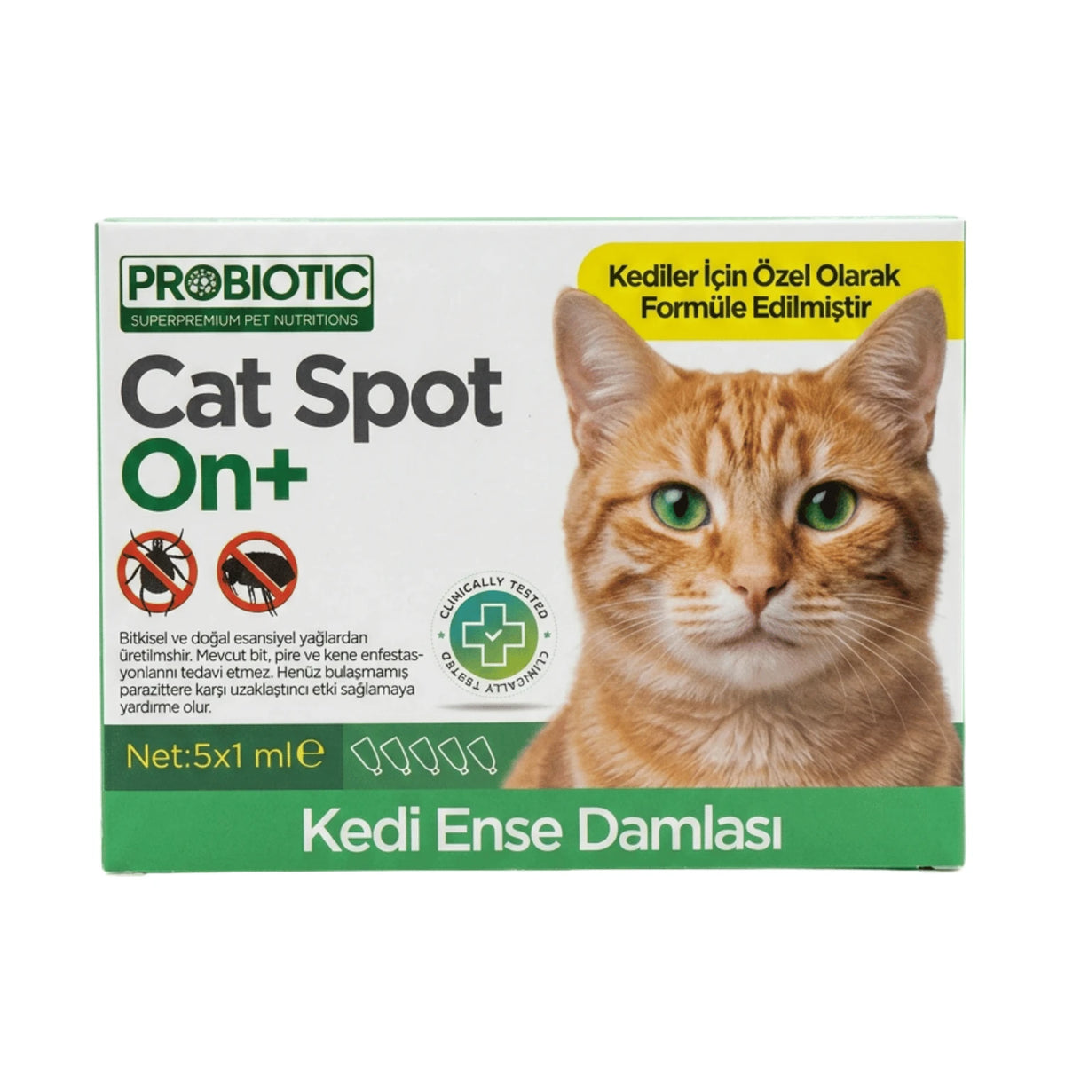 Oprobiotic Dış Parazit Bitkisel Kedi Ense Deri Damlası (5'li Tüp Kedi Ense Deri Damlası)