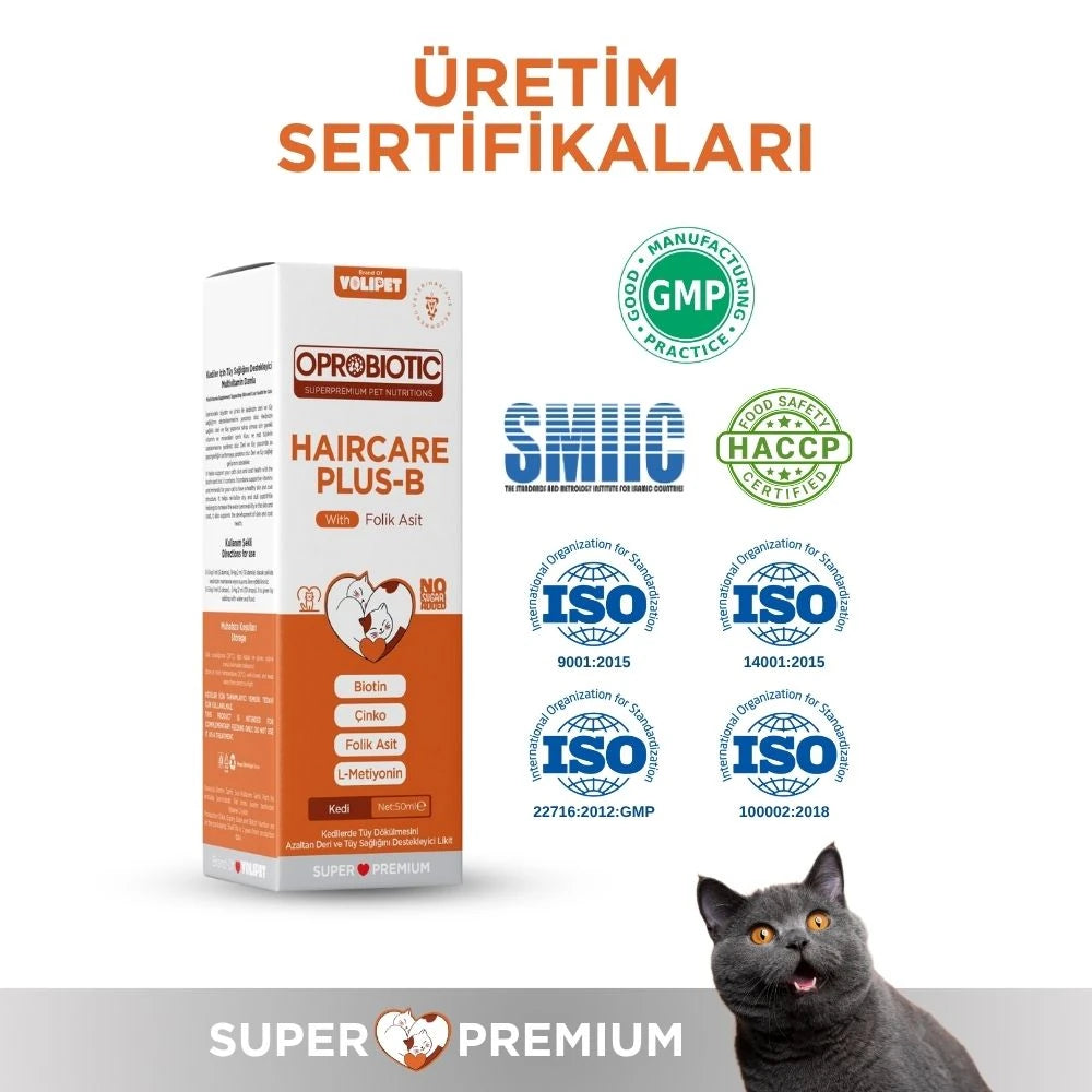 Oprobiotic PlusB Kediler İçin Tüy Dökülmesini Azaltıcı Damla 50ml (TÜY DÖKÜMÜ ÖNLEYİCİ)