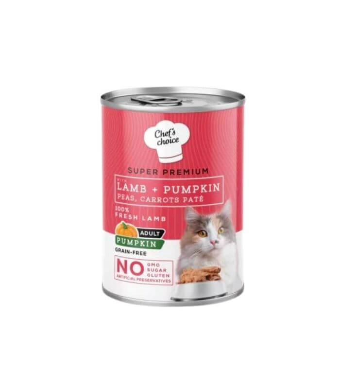 Chef's Choice Kuzu Etli ve Bal Kabaklı Tahılsız Ezme Yetişkin Kedi Konservesi 400gr