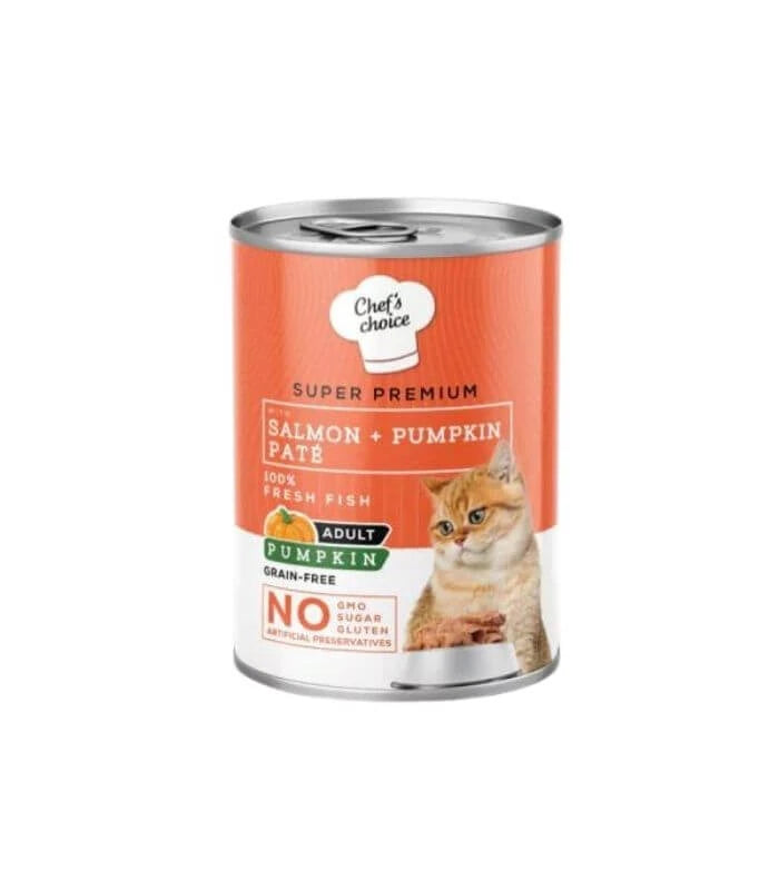 Chef's Choice Somonlu ve Bal Kabaklı Tahılsız Ezme Yetişkin Kedi Konservesi 400gr