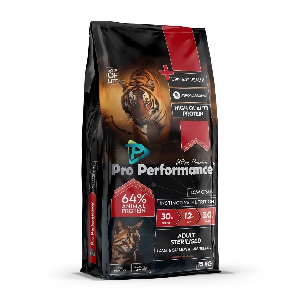 Pro Performance Kızlıcıklı Kuzulu Karidesli ve Somonlu Kısırlaştırılmış Kedi Maması 2kg
