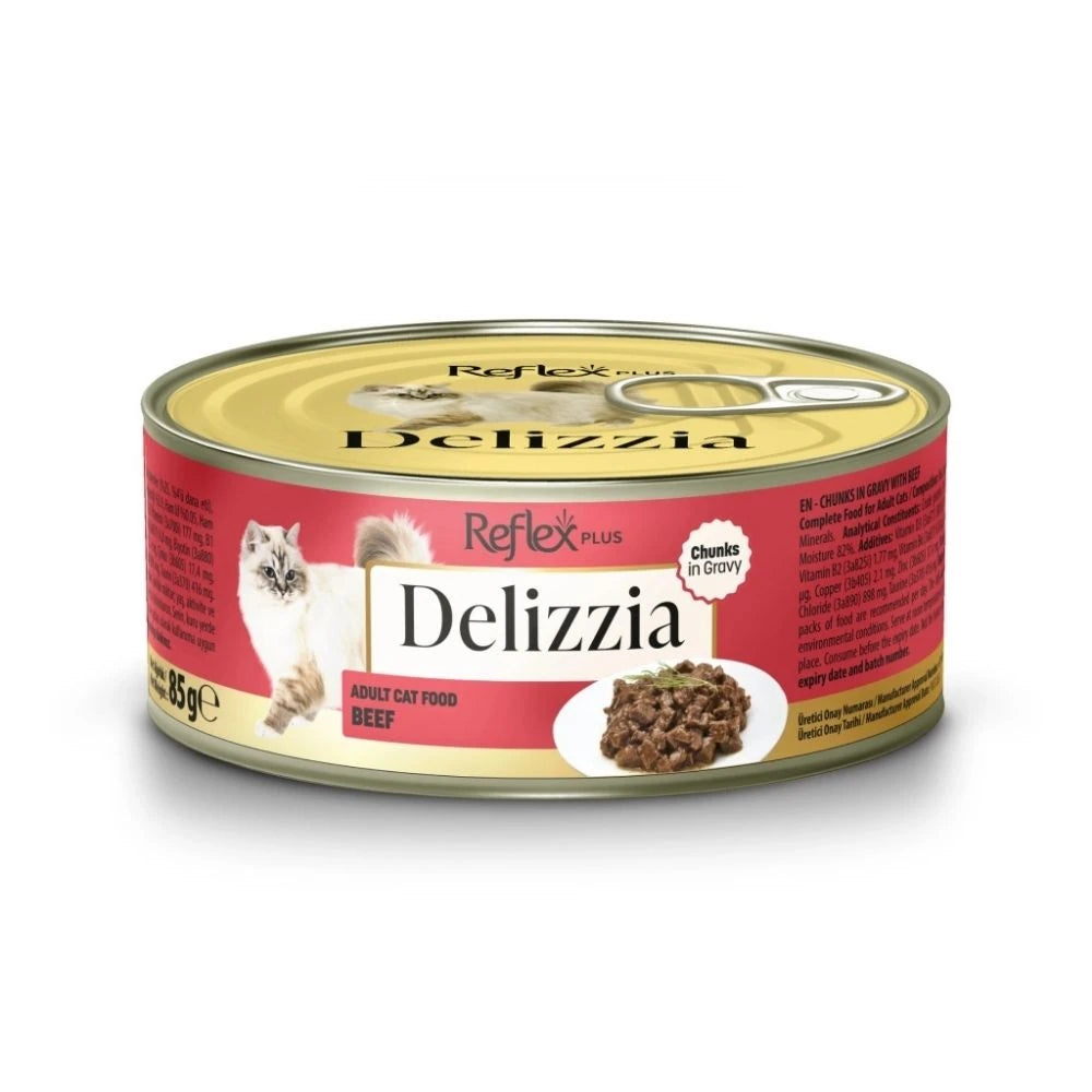 Reflex Plus Delizzia Sos İçinde Dana Parça Etli Yetişkin Kedi Konservesi 85gr