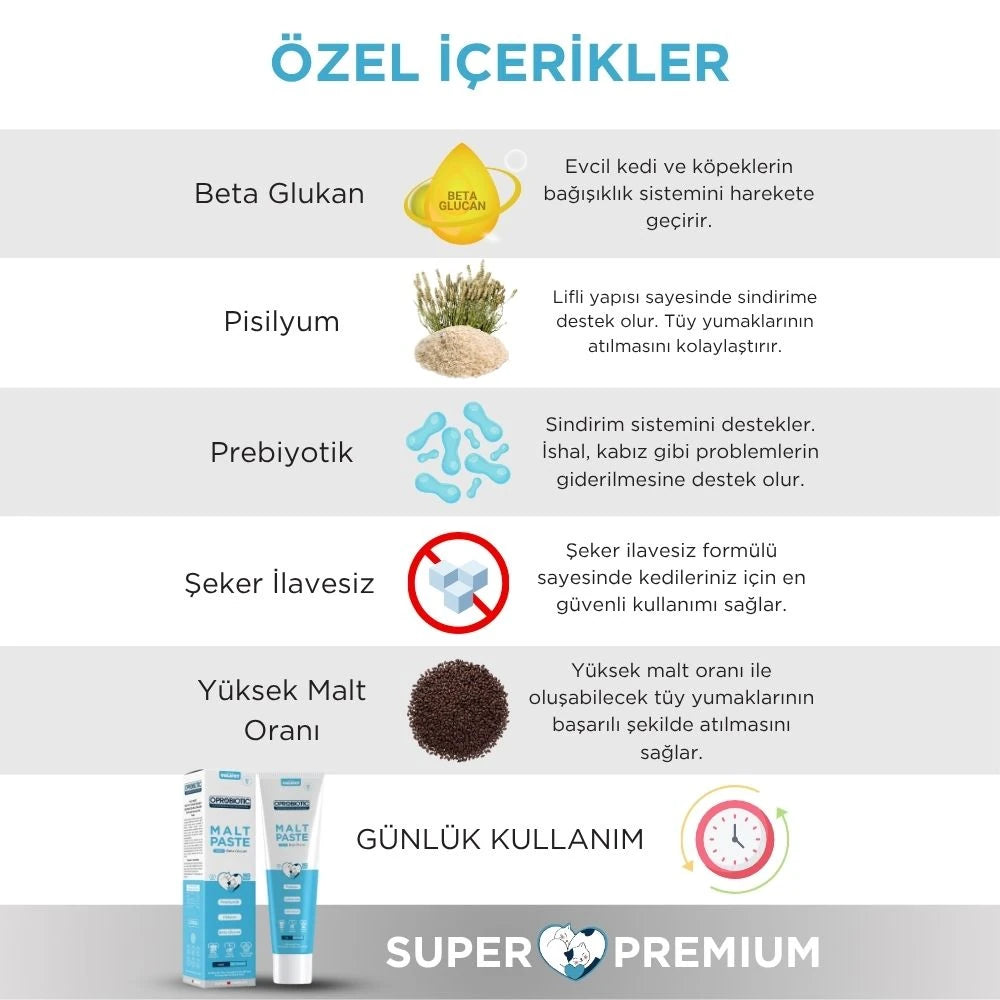 Oprobiotic Kediler İçin Süper Premium Malt Macun 100gr (TÜY YUMAĞI ÖNLEYİCİ)