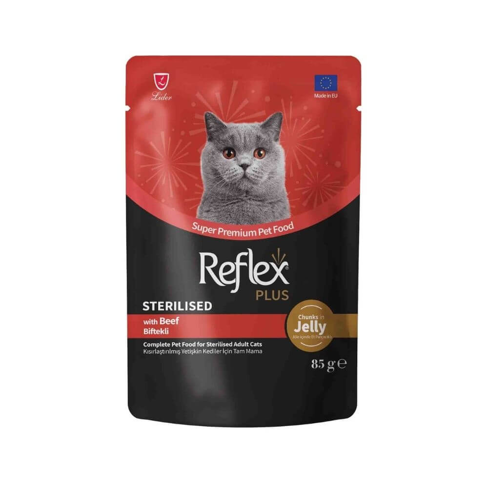 Reflex Plus Sos İçinde Parça Biftek Etli Kısırlaştırılmış Kedi Konservesi 85gr