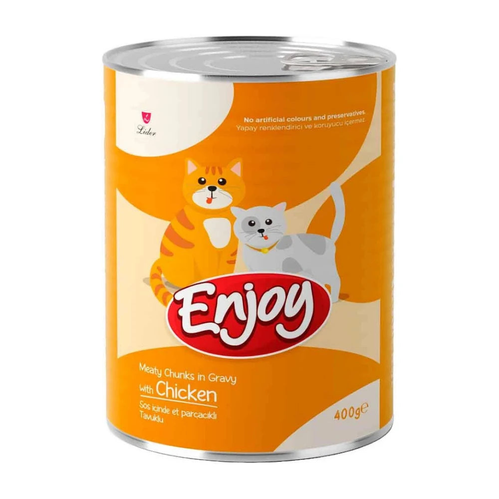 Enjoy Sos İçinde Et Parçacıklı Tavuklu Yetişkin Kedi Konservesi 400gr