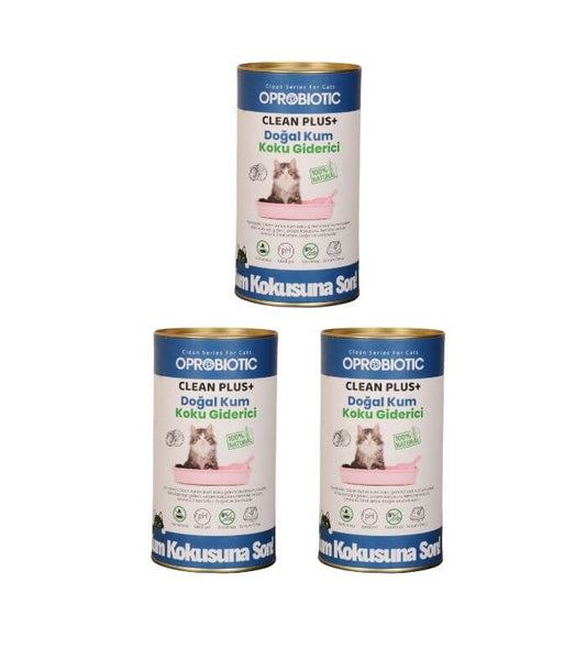 3 Adet Oprobiotic Clean Plus Doğal Kedi Kum Koku Giderici (3x450gr)