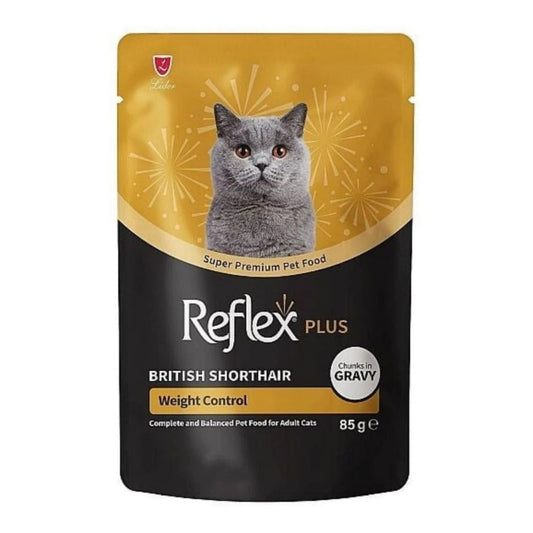 Reflex Plus British Shorthair Kilo Kontrolü Destekleyici Sos İçinde Yetişkin Kedi Konservesi 85gr