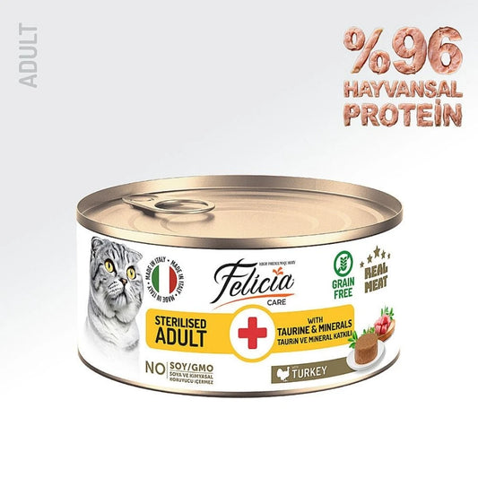 Felicia Hindili Ezme Kısırlaştırılmış Kedi Konserve Maması 85gr 