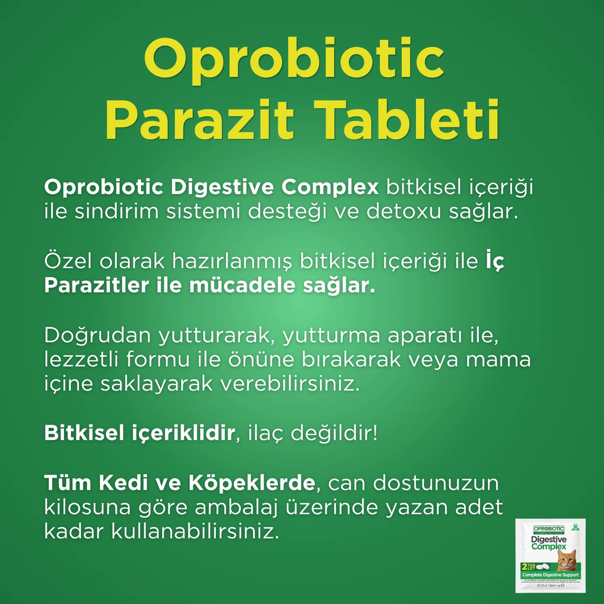 Parazit Seti Kedi İç Dış Parazit Tüm Kediler Için Bitkisel Kedi Ense Deri Damlası ve 2 Paket Parazit Tableti