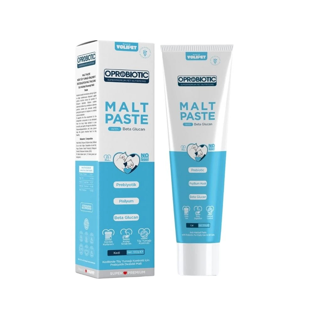 Oprobiotic Kediler İçin Süper Premium Malt Macun 100gr (TÜY YUMAĞI ÖNLEYİCİ)
