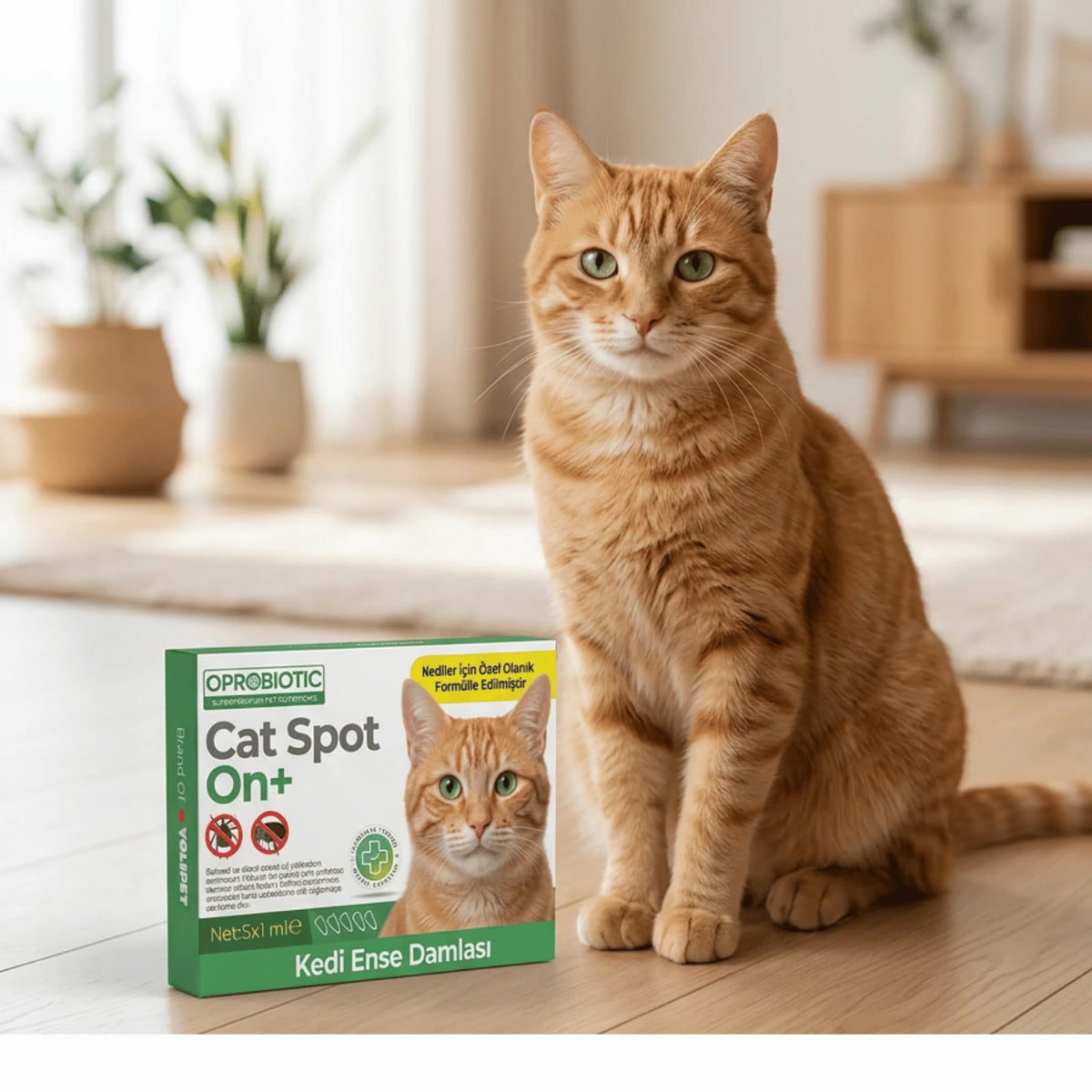 Oprobiotic Dış Parazit Bitkisel Kedi Ense Deri Damlası (5'li Tüp Kedi Ense Deri Damlası)