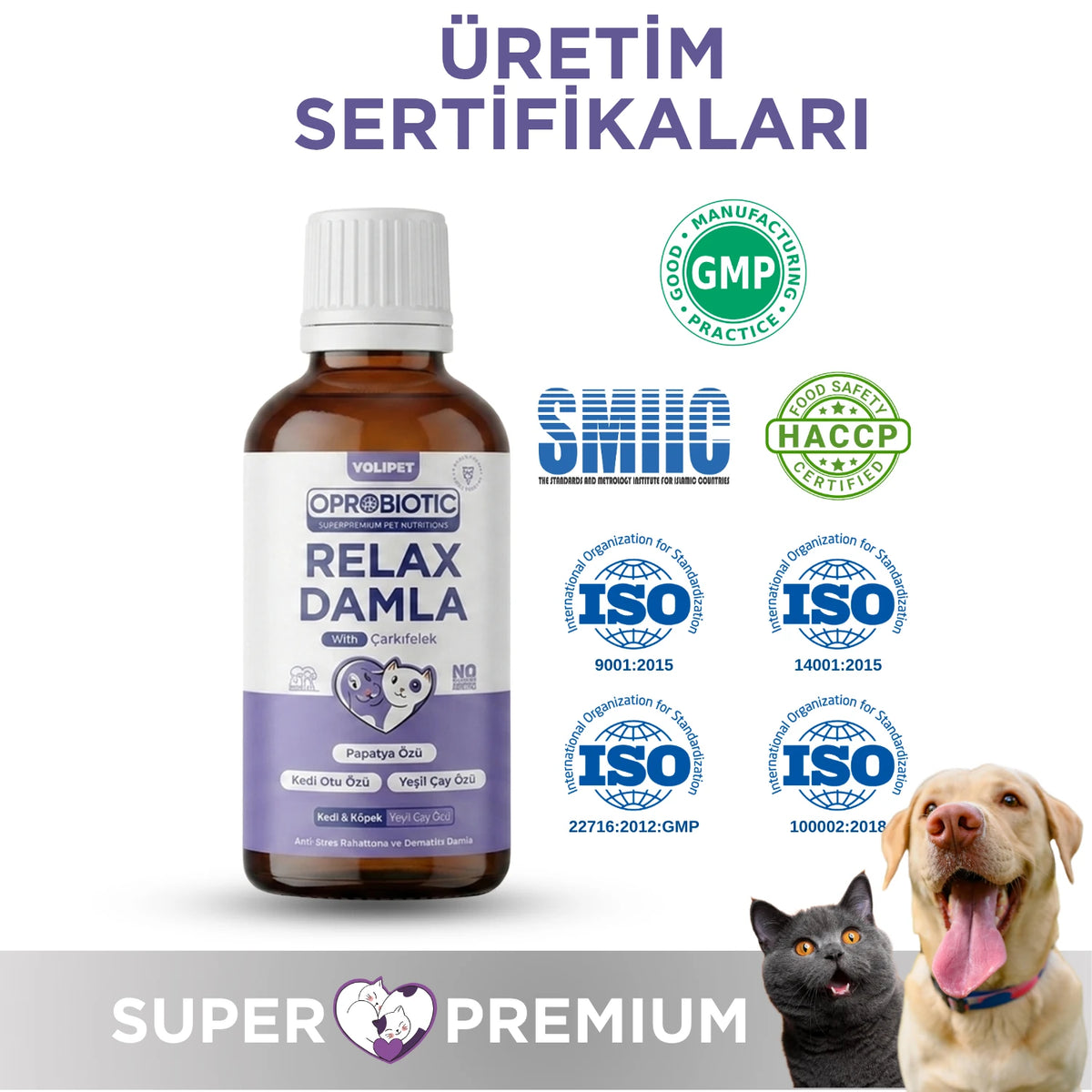 Oprobiotic Relax Damla, Kedi ve Köpekler İçin Anti Stres ve Rahatlatıcı Damla 50ml